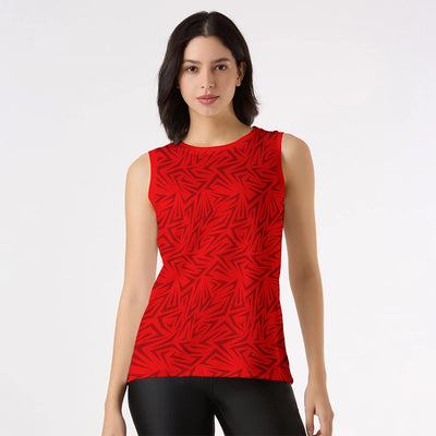 Women's Red Sleeveless Singlet Jersey