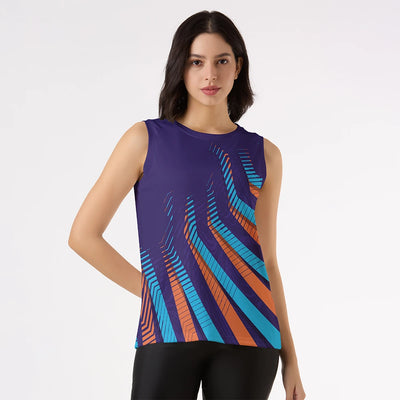Bold Abstract Print Purple Tank Top for Women