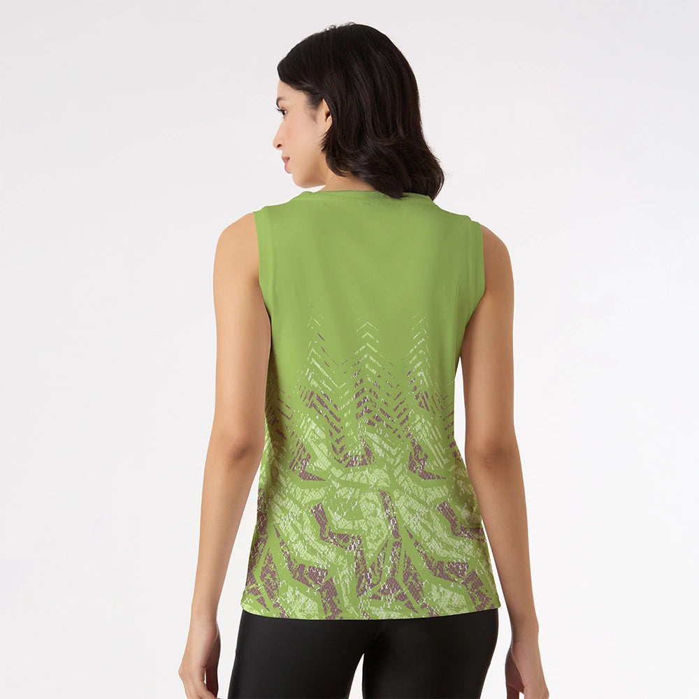 womens-sleeveless-green-geometric-tank-top-front.