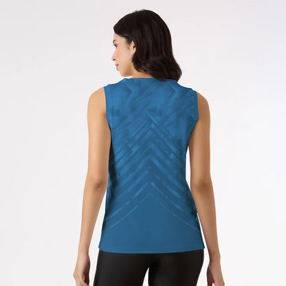 royal blue tank top, women’s gym wear, sleeveless workout shirt, quick dry tank, chevron activewear, breathable gym top, fitness tank top women, stylish tank for gym, royal blue singlet

