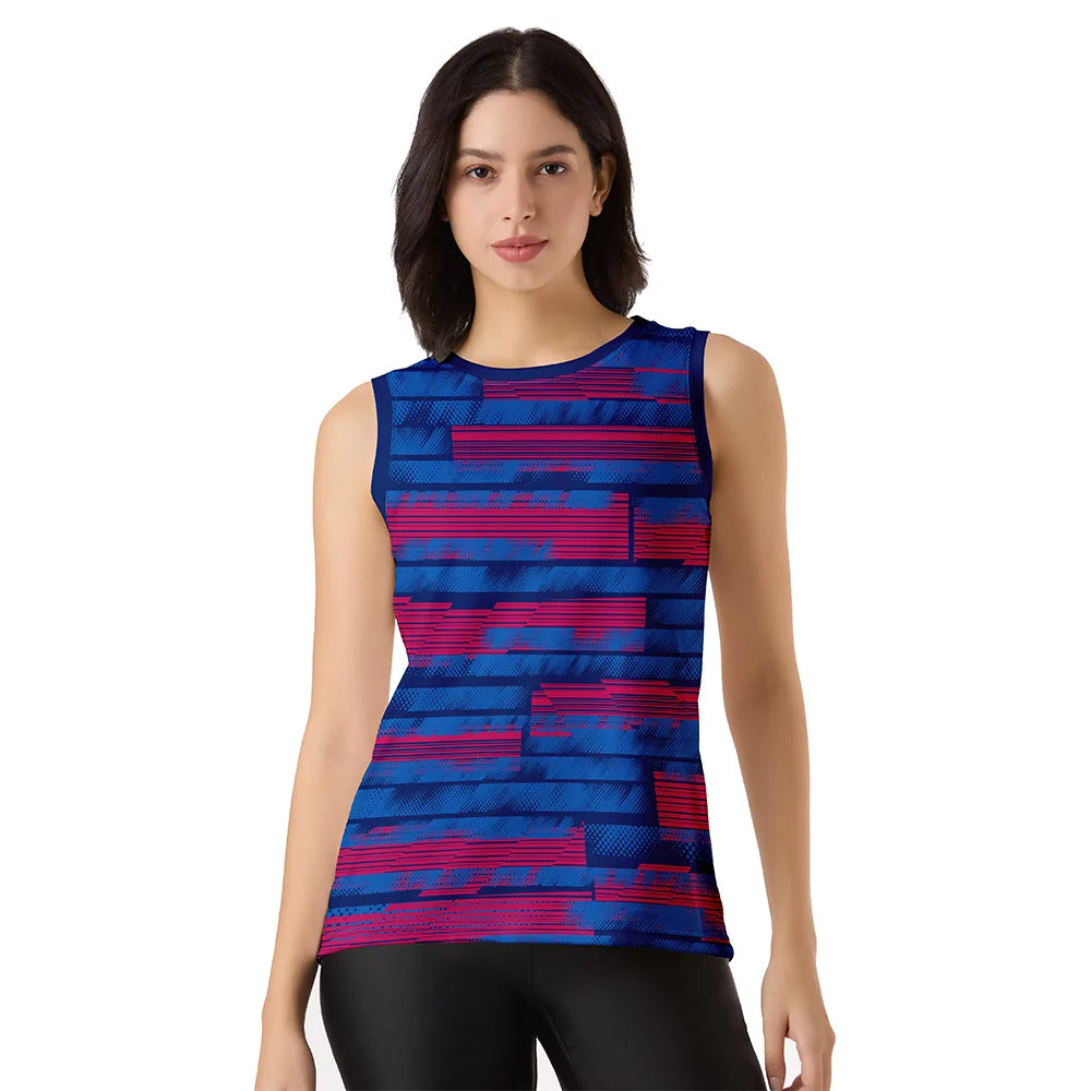 royal blue women singlet, digital striped tank top, gym wear women, sleeveless gym shirt, quick dry singlet, workout tank top women, moisture wicking women tank, fitness top for women, ladies gym wear, powerlifting singlet for women


