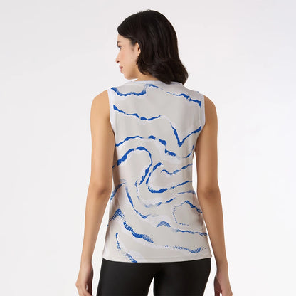 white gym tank top, Ocean Mirage tank top, women’s sleeveless workout top, breathable tank top women, gym wear tops, moisture-wicking gym shirt, quick-dry singlet, sleeveless sport shirt women, fitness tank top, women activewear, lightweight tank top women, clean look gym wear, yoga tank top