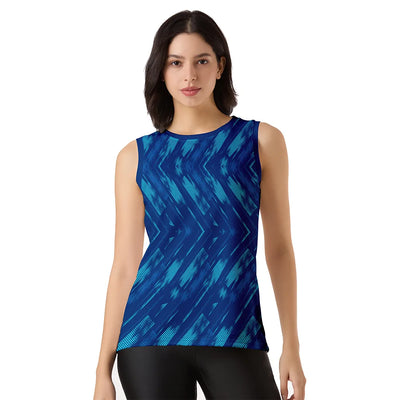 Velocity Blue Zig-Zag Print Women's Singlet