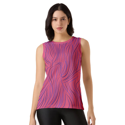 Energize Pink Abstract Flow Women's Sleeveless Singlet