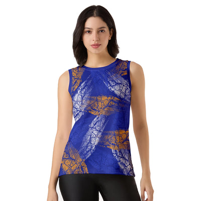 Abstract Blue Sleeveless Singlet for Women