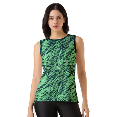 Green Graphic Print Sleeveless Tank Top for Women