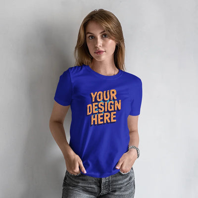 Custom Women's Royal Blue Cotton T-Shirt