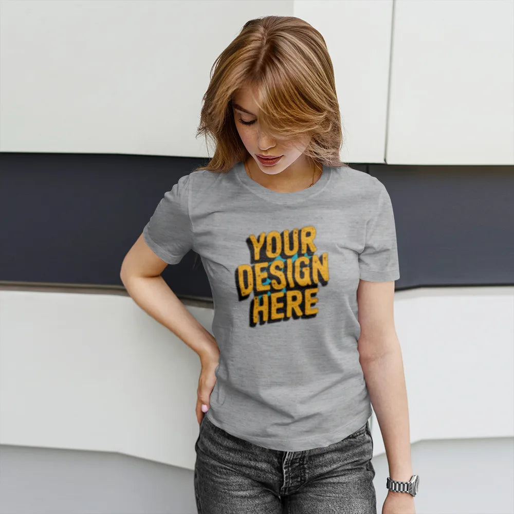 Custom Premium Cotton Grey t shirt for women - Upload Your Design