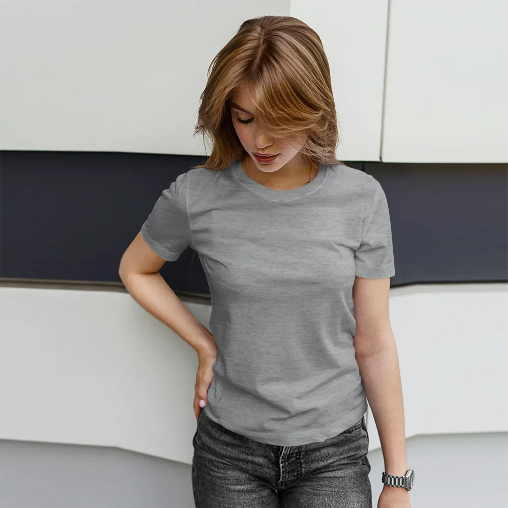 Custom Premium Cotton Grey t shirt for women - Upload Your Design