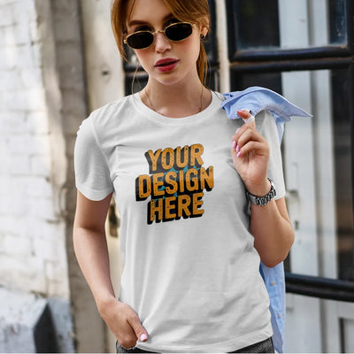 Custom Women White Cotton T-Shirt