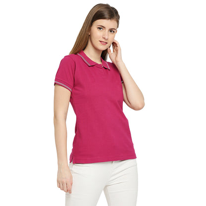 Cotton Polo Neck T-Shirt For Women - Style & Comfort