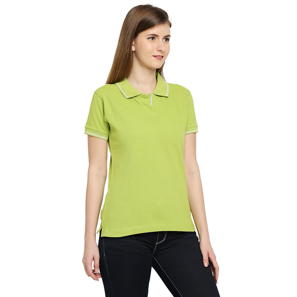Women’s Polo Neck T-Shirt - Plain High Neck Cotton Tee