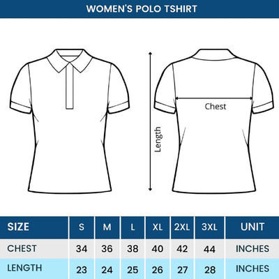 Women's polo t-shirt size chart,Female polo shirt sizing,Polo neck t-shirt size chart for women,Polo t-shirt fit guide for women,Women's slim fit polo shirt size chart

