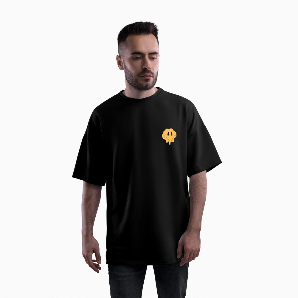 Over size tee 
Printed t shirts for men 
Down shoulder tees 
Printed Over Sized tees 
Streetwear t shirts
Smiley Print Tee
Baggy T shirt 
