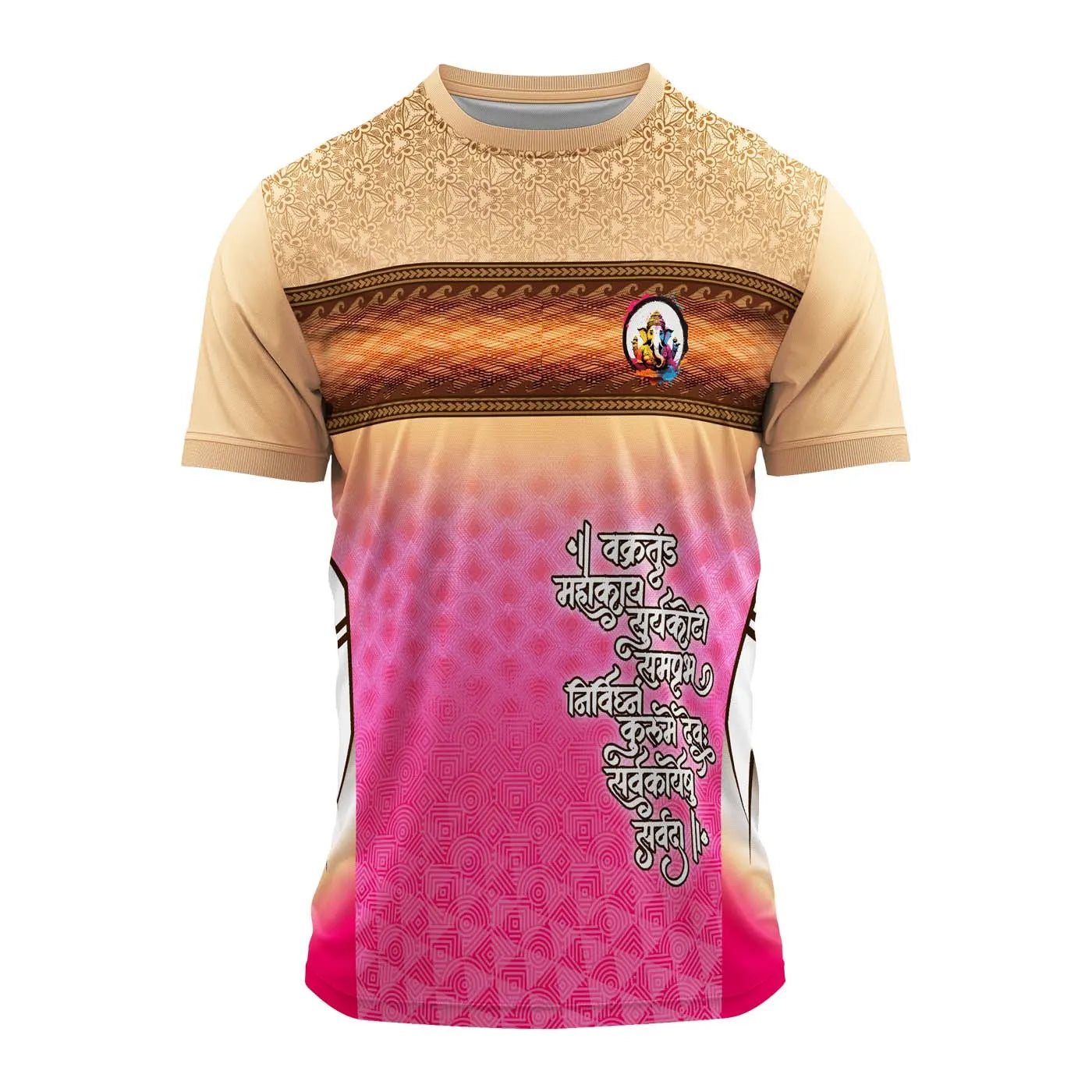 Ganpati jersey, Ganpati festival t-shirt, Ganesh Chaturthi dress, Ganesha printed t-shirt, Ganpati group jersey, mantra jersey, spiritual t-shirt, Ganpati visarjan wear, Ganpati t-shirt for boys, ganpati dress for men, ganpati utsav uniform, devotional jersey, Hindu festival wear

