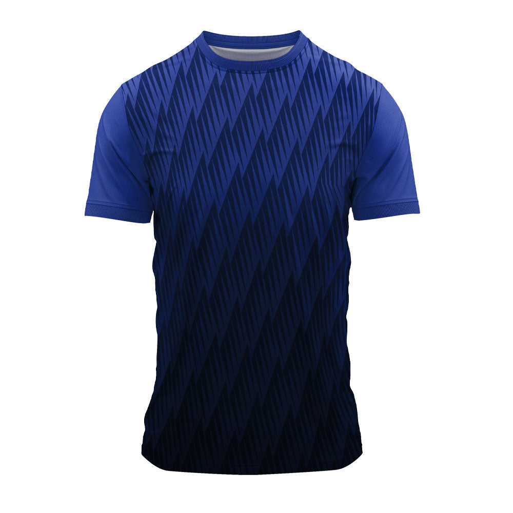 Navy lightning pattern round neck jersey front view