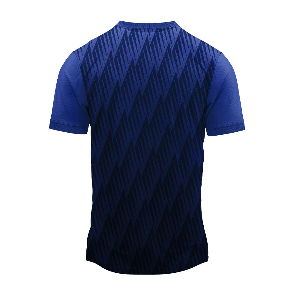 Navy lightning pattern round neck jersey back view
