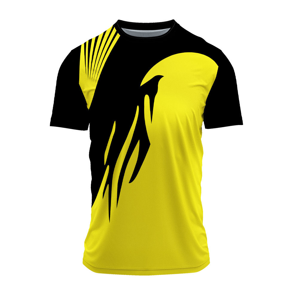 Yellow and black claw design round neck jersey front view