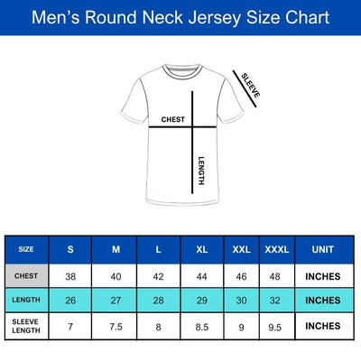 Men round neck jersey size chart