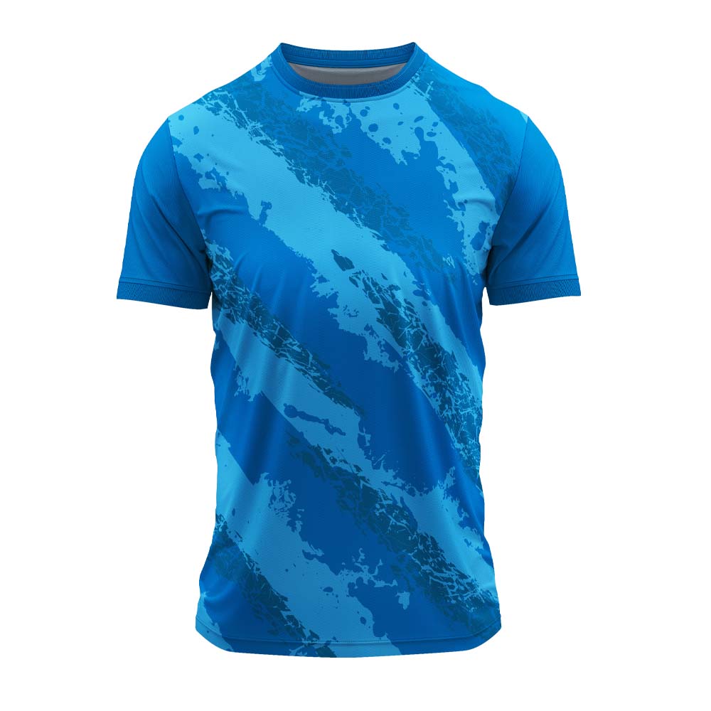 Blue marble pattern round neck jersey front view