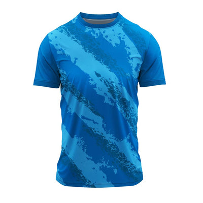 Blue marble pattern round neck jersey front view