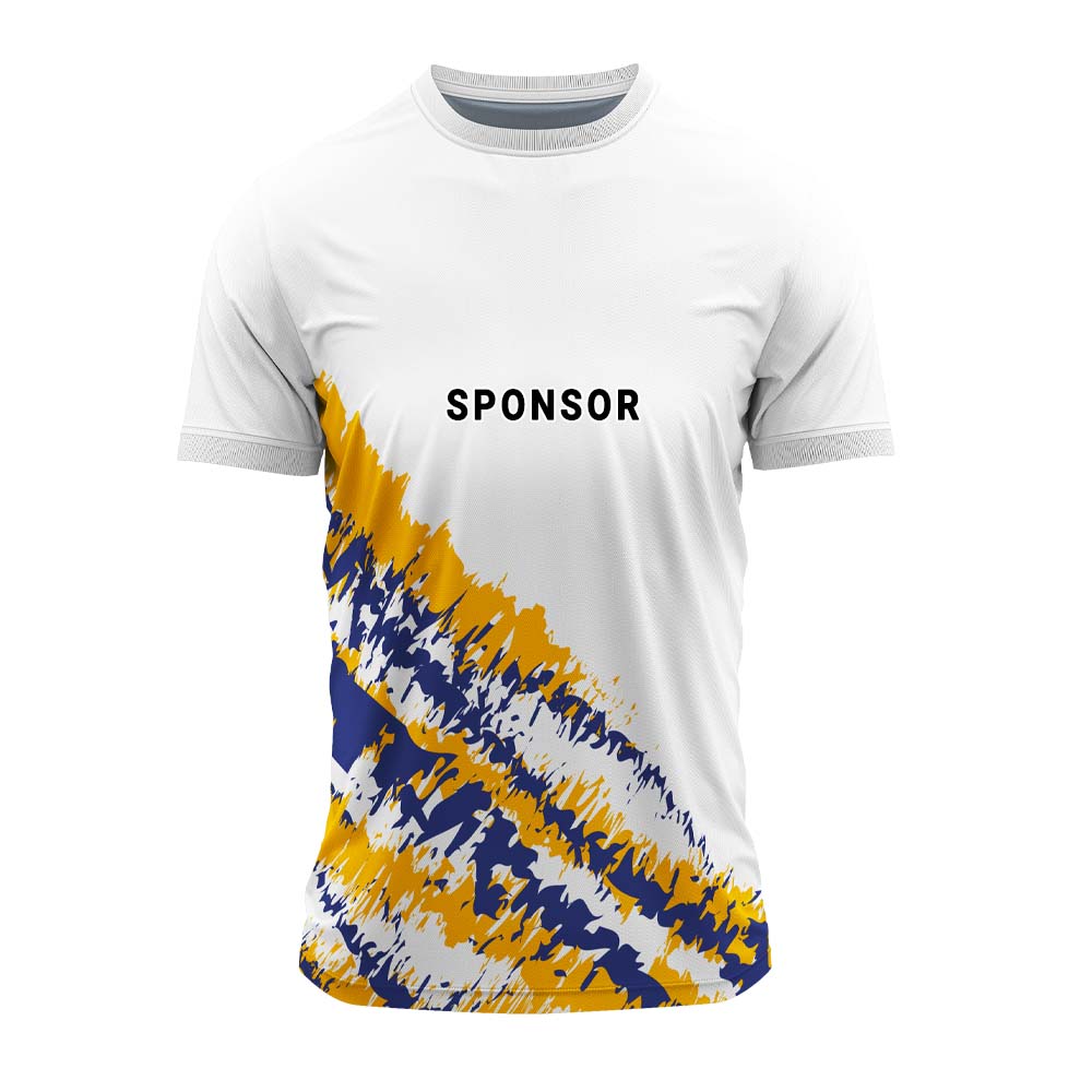 Jersey front with sample sponsor logo placement example