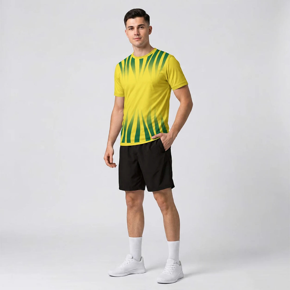 Yellow Green Flame Custom Jersey & Shorts Combo - Personalised with Name, Logo & Number