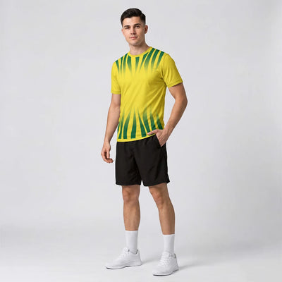 Yellow Green Flame Custom Jersey & Shorts Combo - Personalised with Name, Logo & Number