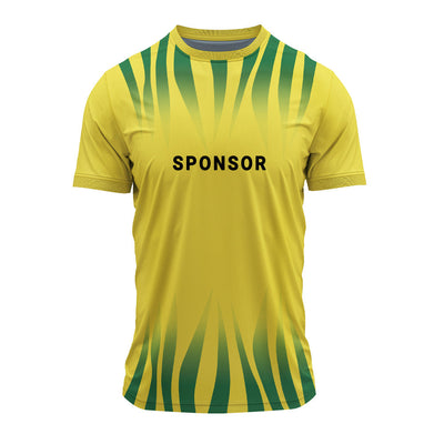 Jersey front with sample sponsor logo placement example