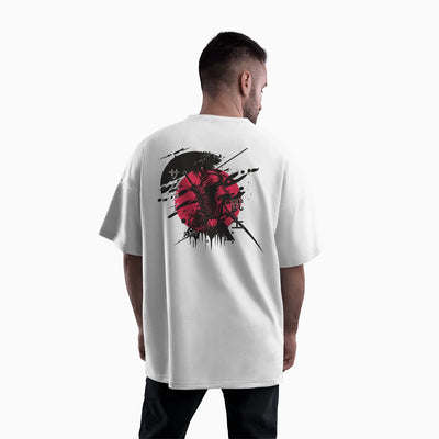 Japanese Samurai Ink Art Oversized Cotton T-Shirt