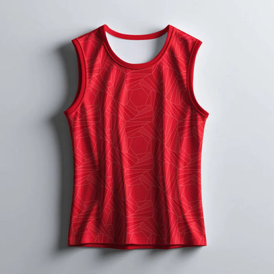 Red Geometric Print Singlet Jersey for Men