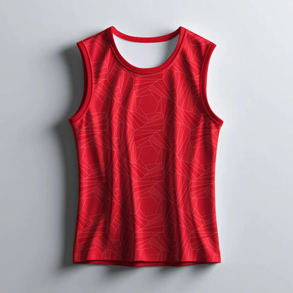 red singlet jersey, geometric print jersey, gym wear men, mens singlet, unisex singlet, stylish gym wear men, mens sleeveless t-shirt, workout singlet, men's no sleeve t-shirts, mens sleeveless shirts, gym tanks mens, gym sleeveless vest, singlet and shorts, running singlet, gym wear for men, stylish gym wear, badminton jersey, gym wear clothes, gym wear shopping, affordable gym wear