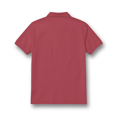 Back of kids' polo neck jersey in plain maroon.