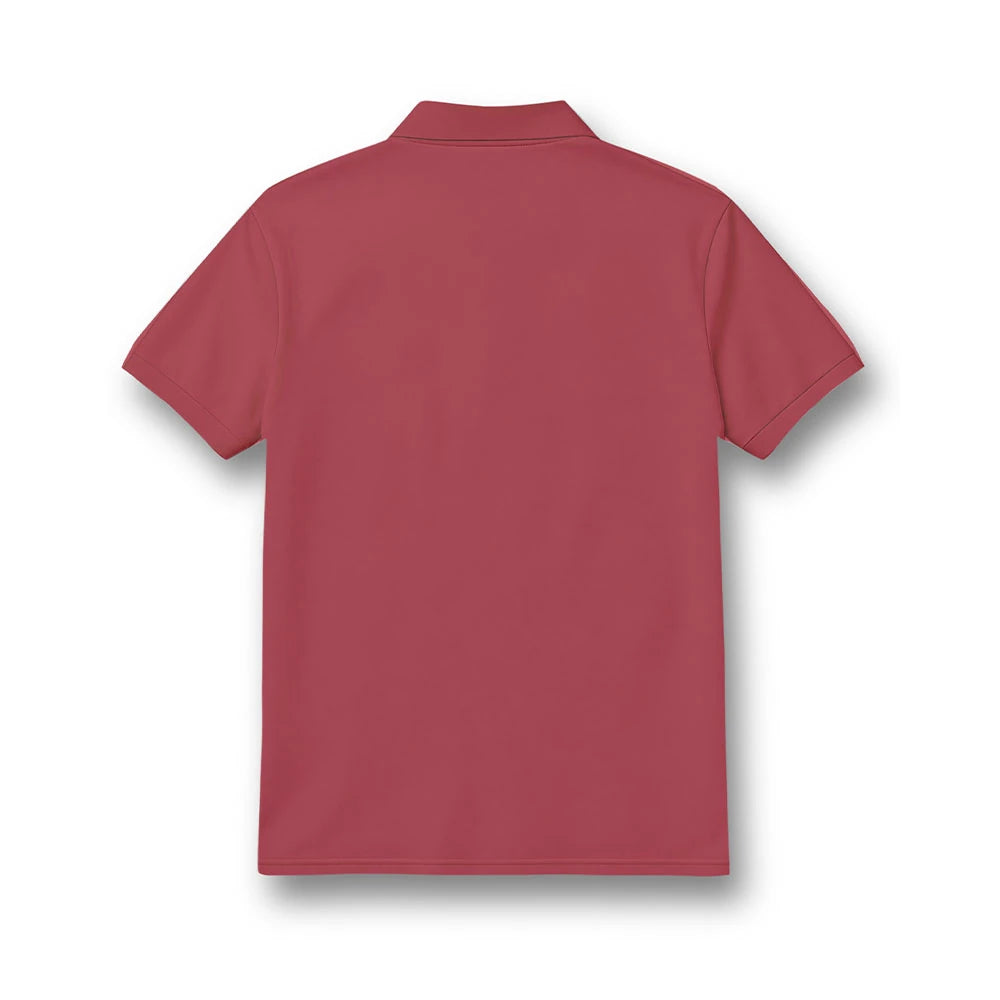 Back of the kids’ polo jersey showing the plain maroon design.