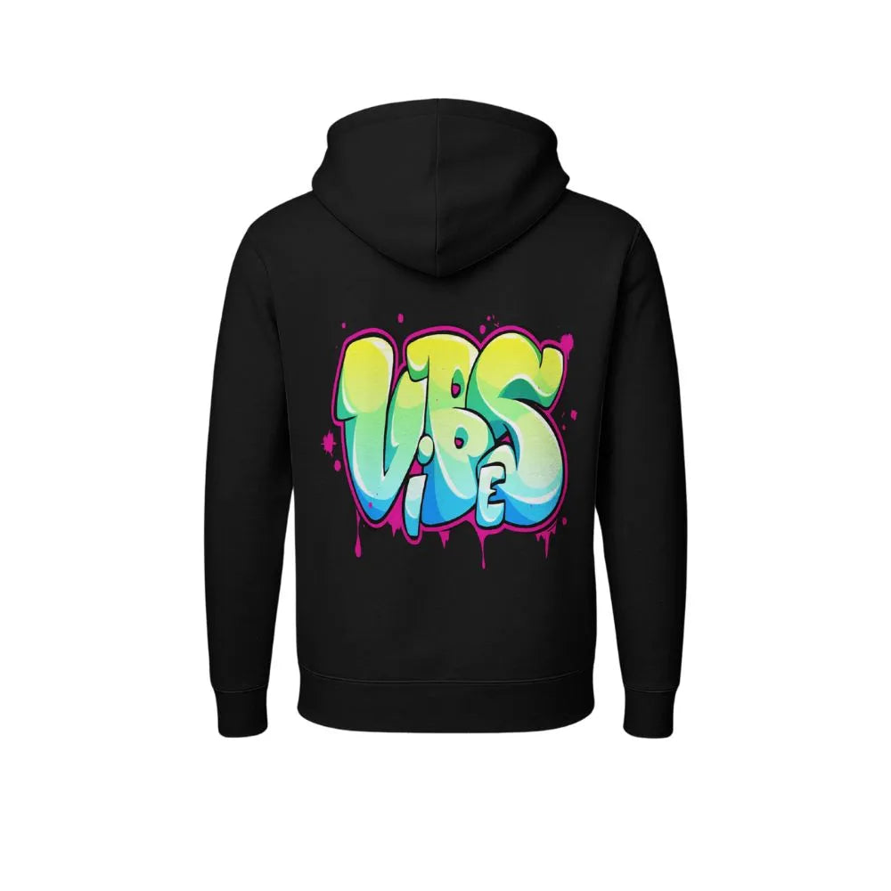 vibes hoodie, graffiti hoodie men, quote graphic hoodie, streetwear hoodie, mens black hoodie, vibes print hoodie, graffiti art hoodie, 90s street style hoodie, urban style hoodie, trendy hoodies for men, winter hoodie men, graphic sweatshirt India, mens street fashion hoodie, colorful graffiti hoodie, bold print hoodie