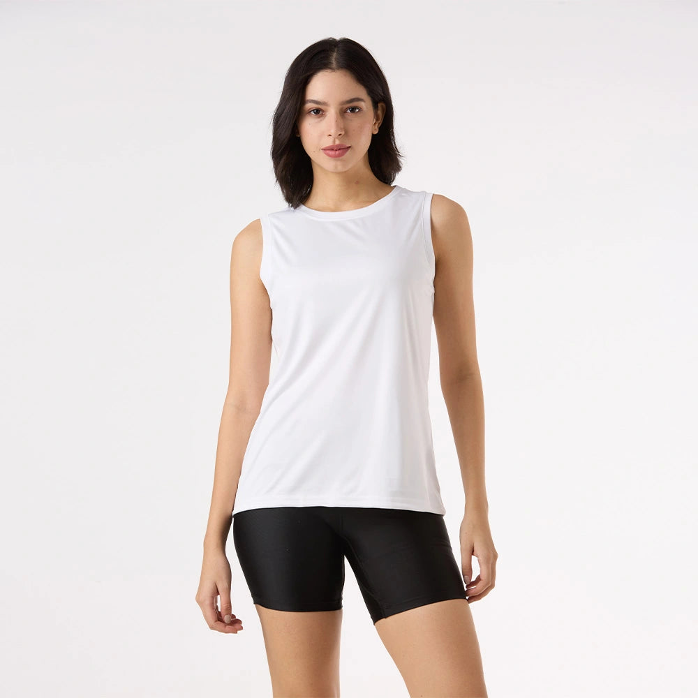 white gym tank top, women sleeveless workout top, white sports tank, women’s activewear top, gym wear for women, white athletic tank, workout clothing for women, sleeveless training top, fitness apparel for women, women’s sportswear
